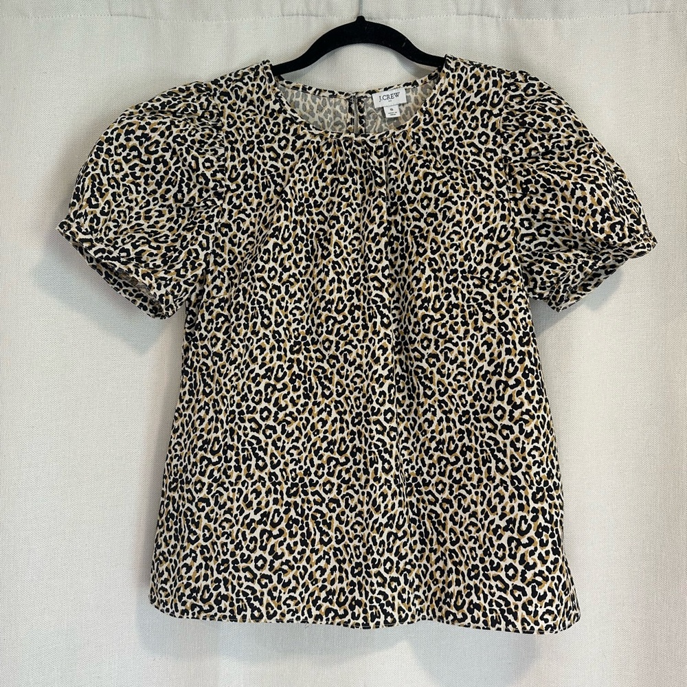 J Crew - Size Small.  Leopard print top with cap sleeves.